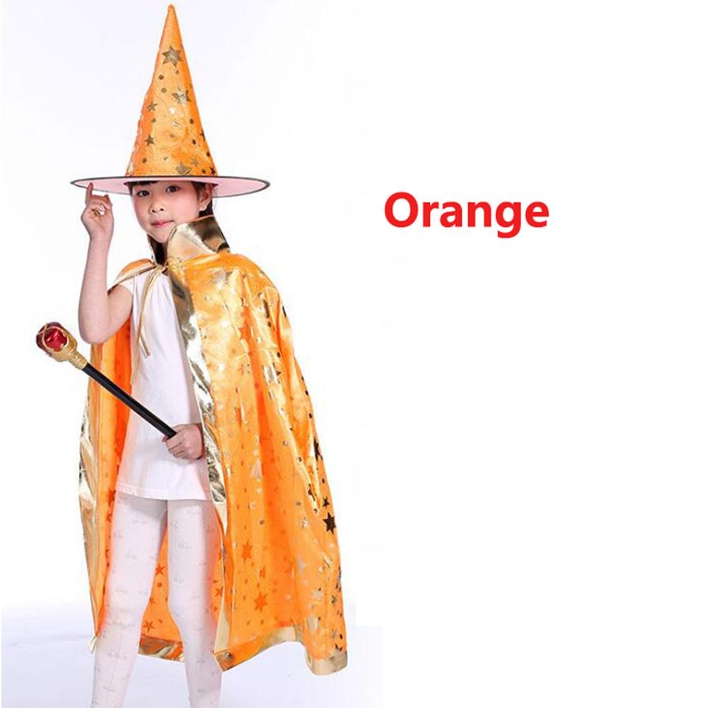 2Pcs/Set Children Halloween Chrismas Party Cosplay Costume Star Wizer Cloak Cap Hat
