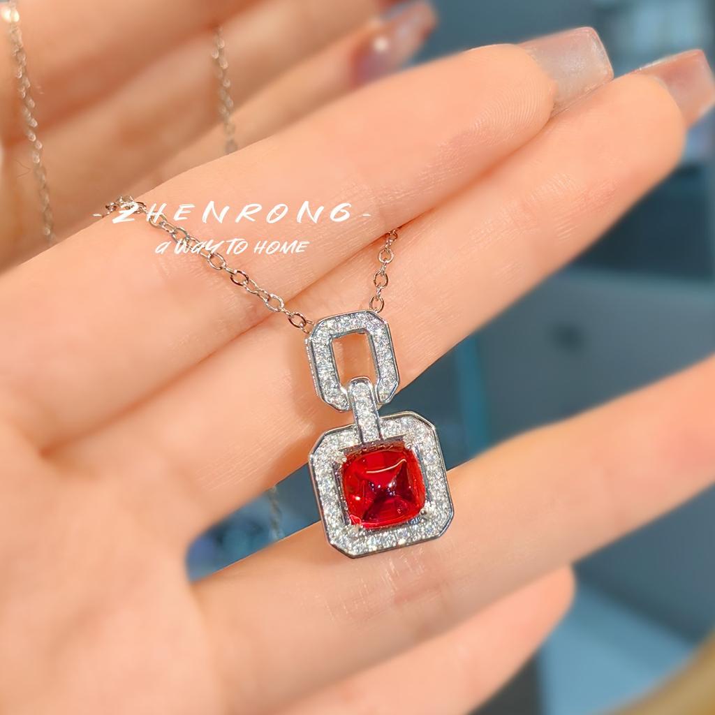 Fashion Luxury Colored Treasure Sugar Tower Ring High Carbon Diamond Premium Pendant Necklace Earrings Earrings Set Women