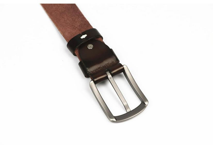 Men's Retro Genuine Leather Belt with Alloy Pin Buckle - Stylish and Versatile Cowhide Belt for Fashionable Looks