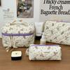 Black White Floral 3pcs/set Cosmetic Bag Women Fashion Portable Travel Large Capacity Toiletry Cosmetic Storage Bag Organizer