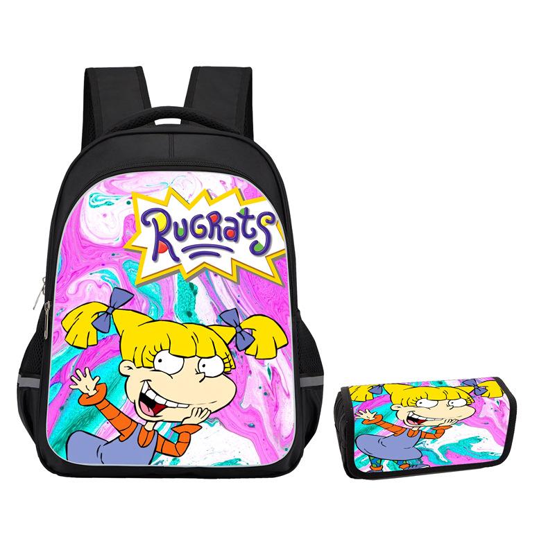 Rugrats High Definition Printing Oxford Leisure Spine Care Burden Reduction Storage Box Pencil Case Large Capacity Schoolbag