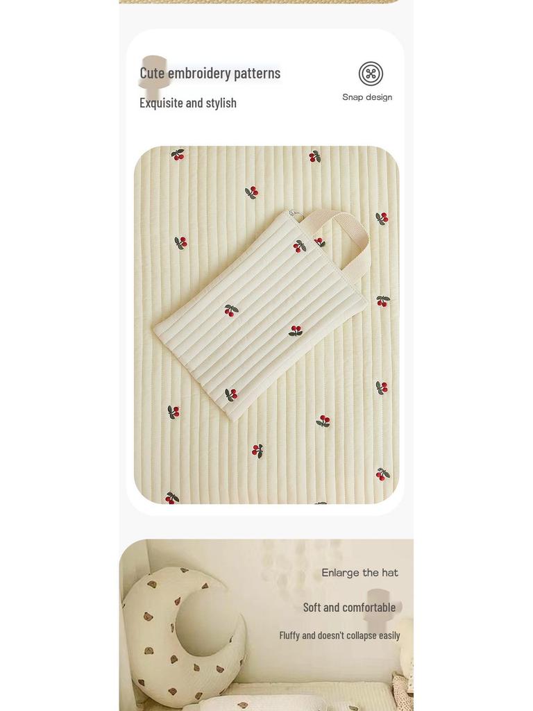 Tragbare Atmungsaktive Baumwoll-Babykrippenmatratze - Bestickt, Maschinenwaschbar, Faltbar für Nickerchen