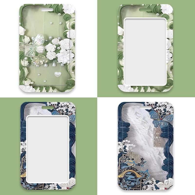 Ins Style Flower Card Holder Abs Student Card Meal Card Subway Card Bus Card Pick-Up Card Anti-Lost Hard Shell Card Holder