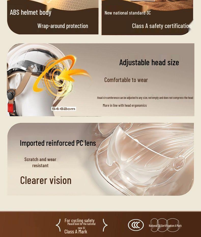 3C Certified Women's Electric Vehicle Summer Helmet with Sun Protection - Lightweight, Universal Fit