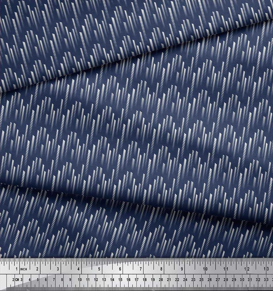 Soimoi Japan Crepe Satin Fabric Diagonal Line Small Print Fabric by Metre 42 Inch