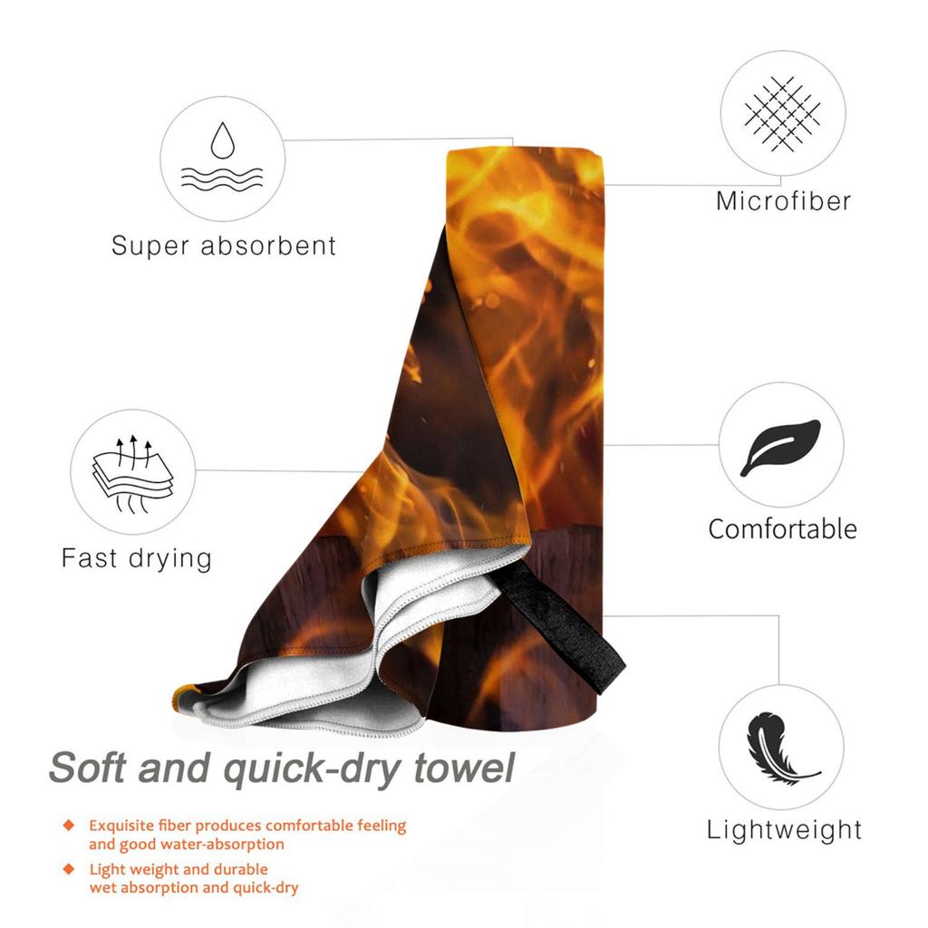 Burning Fire With Sparks Beach Towel Soft Microfiber Quick Dry Absorbent Quick Towels For Bath