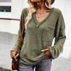 Autumn Winter Women Solid Color V Neck Knit Sweater Long Sleeve Top
