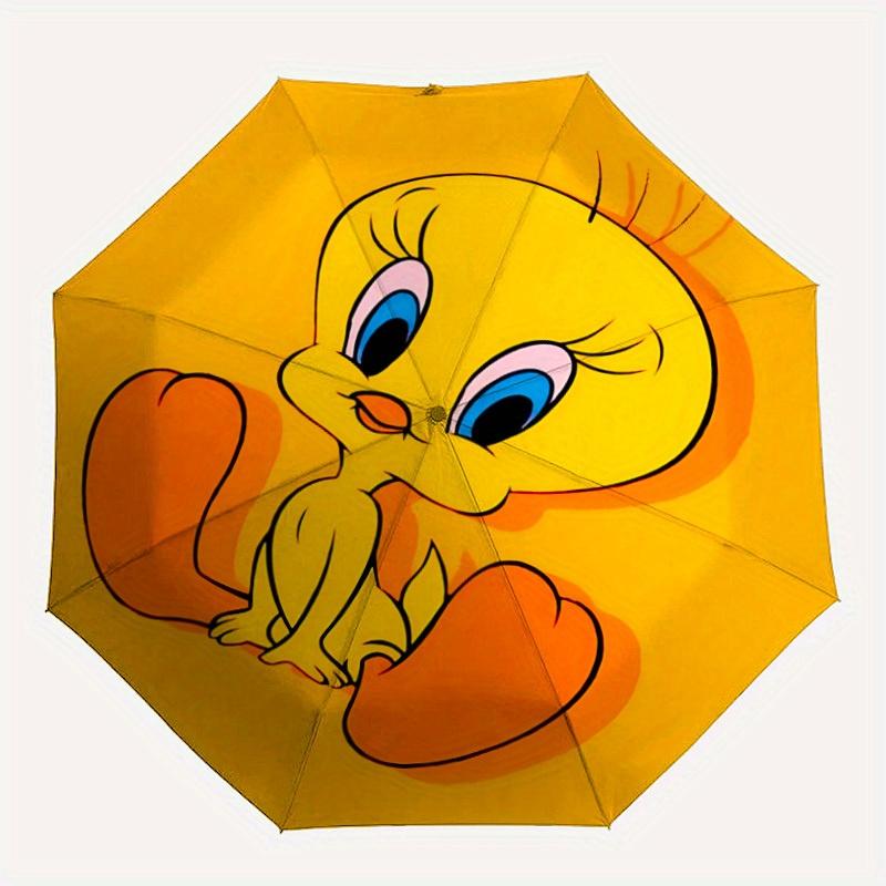 

Looney Tunes Tweety Bird Automatic Open/Close Umbrella Compact Travel Umbrella, 8 Rib Heavy Duty Construction, Ideal Gift, 161