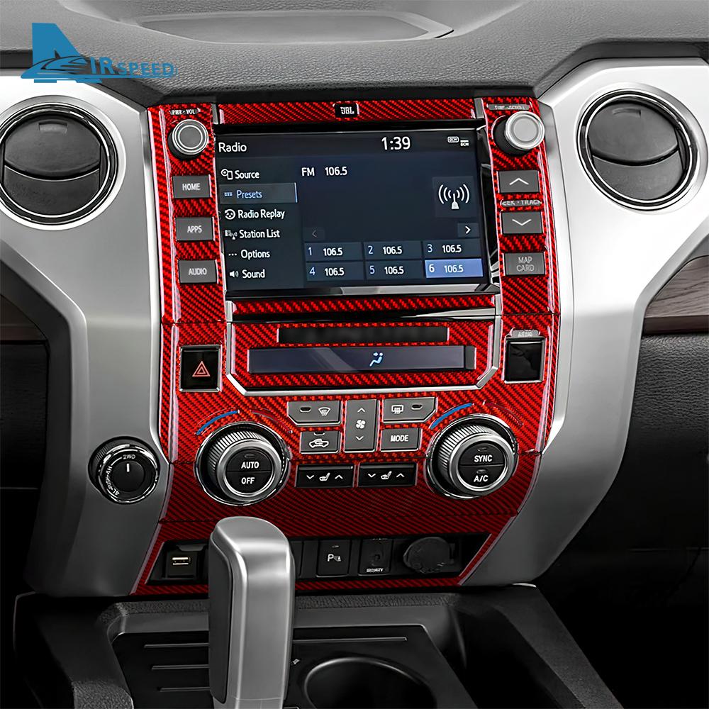 Real Carbon Fiber Sticker For Toyota Tundra 2014 2015 2016 2017 2018 2019 2020 2021 Car Navigation Screen Panel Accessories