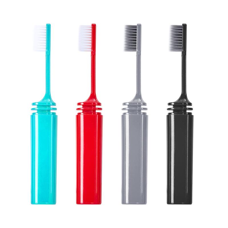 Bamboo Charcoal Soft Bristle Folding Travel Toothbrush Set - Multicolor, Customizable Logo, Hotel-Ready