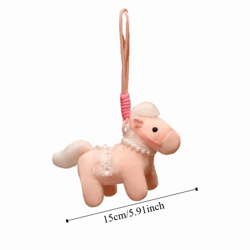 Creative Plush Pony Keychain Mascot Doll New Year Horse Hanging Funny Pony Key Ring Bag Key Decor