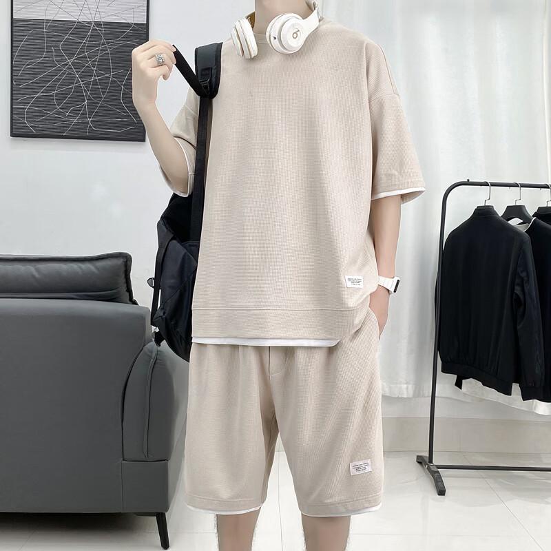 Men's Waffle Ice Silk Casual Short Set