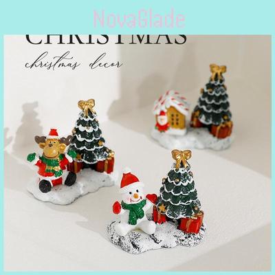 Maison miniature en résine de Noël Bonhomme de neige Décor scénique Pour affichage festif sur table