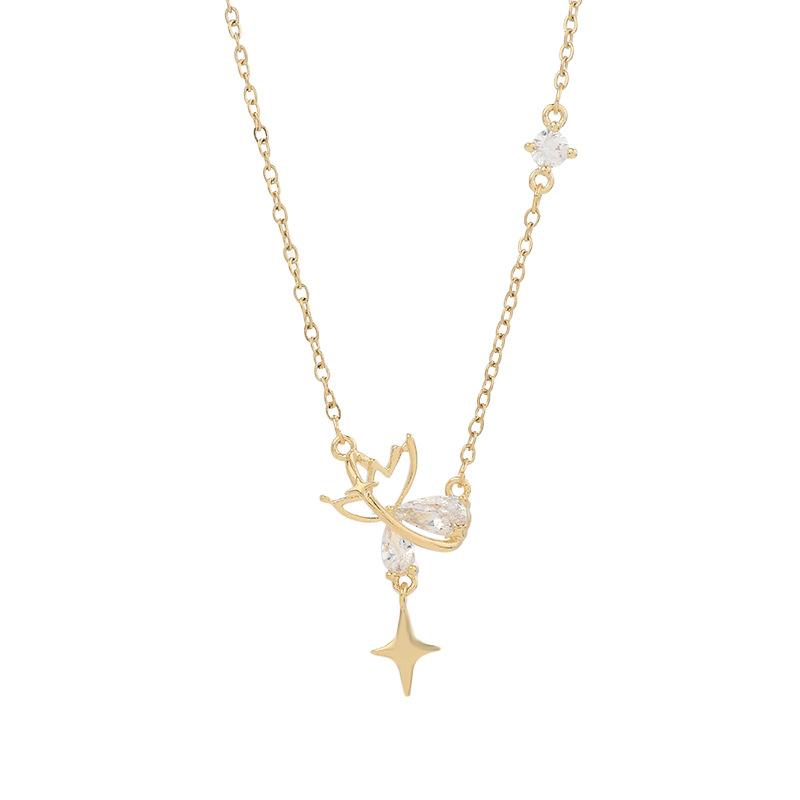 Zirconia Temperament Necklace Women's Vintage Pendant Design Girls' Gift Fashion Versatile Collarbone Chain Jewelry