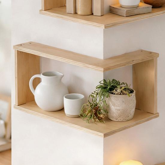 Schwebende Eckregale Holz-Wandregal L-förmiges Wandmontiertes Eck-Displayregal für Wohnzimmer Schlafzimmer Badezimmer
