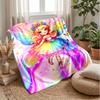 Rainbow Fairy with Colorful Hair Theme blanket Lightweight Warm Flannel Blanket Decorative Throw Blanket for Home Decoration