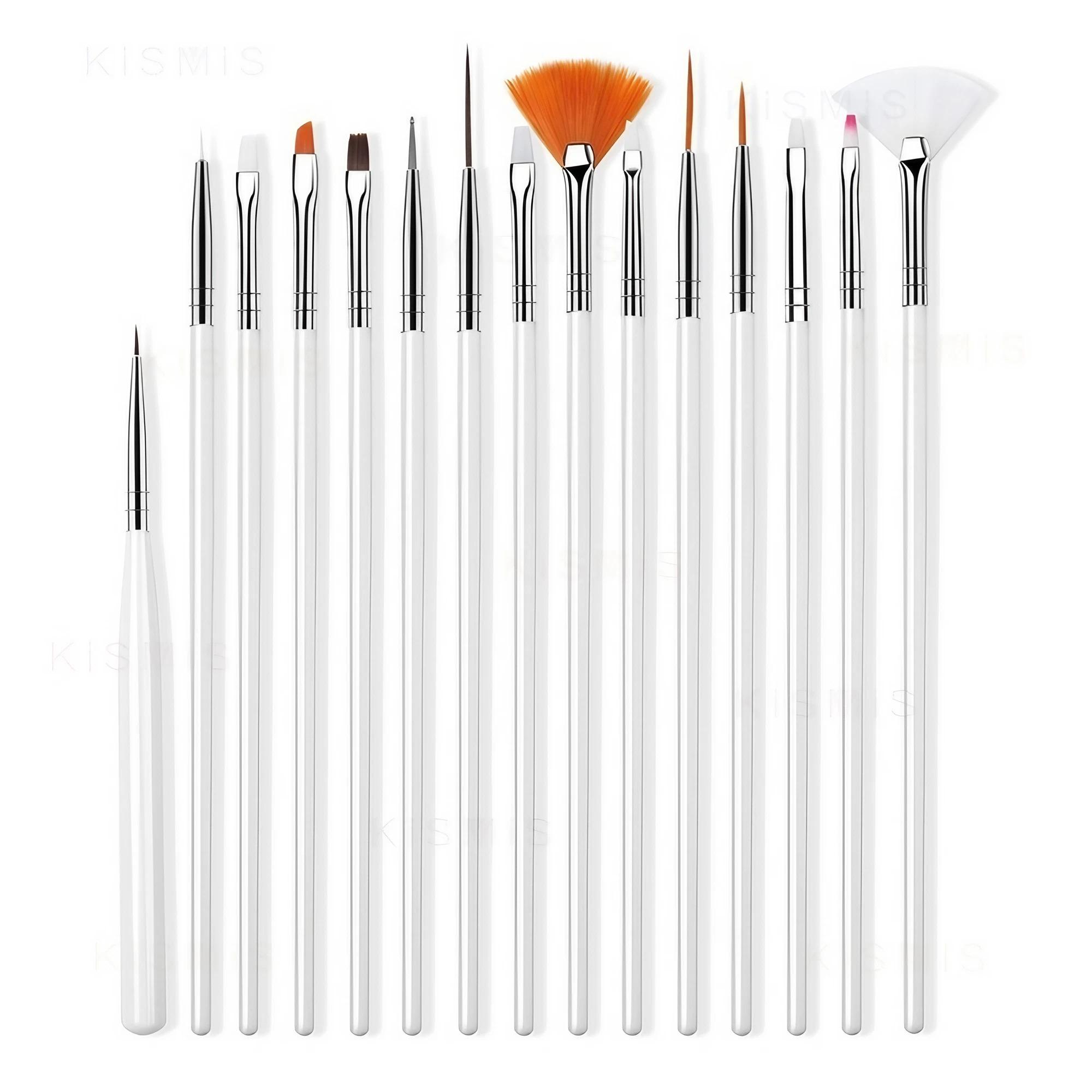 

15Pcs UV Gel Acrylic Nail Art Brush Set Nail Liner Brush Drawing Pen Design Painting Tools For Acrylic Manicure Professional Kit белый