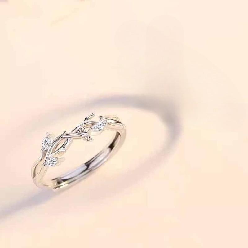 New Exquisite 925 Sterling Silver Inlaid Tiny Zircon Tree-branch Couple Rings for Women Man Wedding Jewelry Valentine's Day Gift