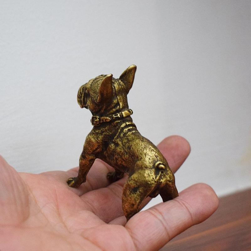 Copper Desk Ornaments Bulldog Miniatures Figurines Handmade Retro Brass Animal Pet Dog Statue Home Decorations Accessories Craft