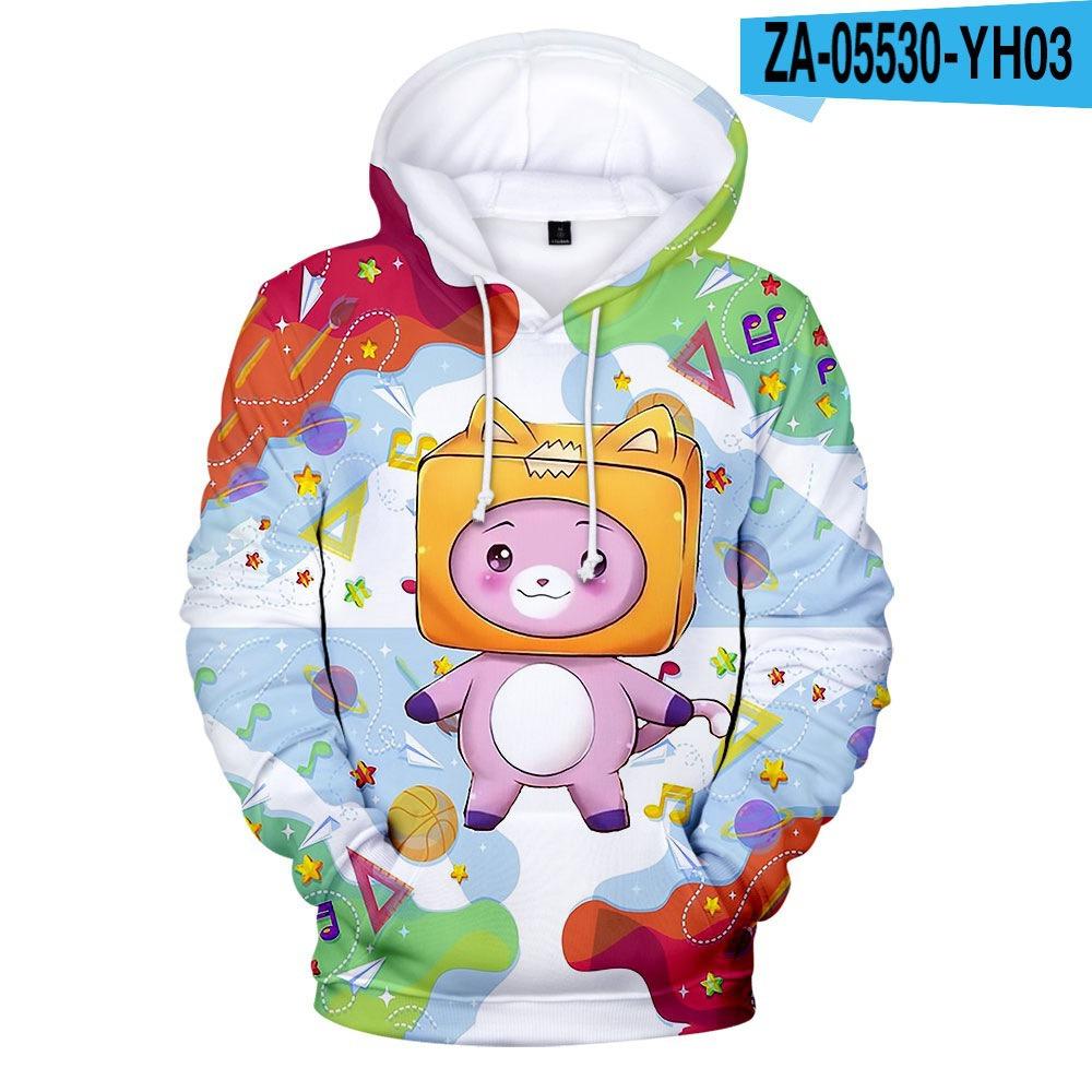 European and American Internet celebrities Lankybox people hooded sweater D digital printing spring and autumn loose and comfortable pullover hoodie