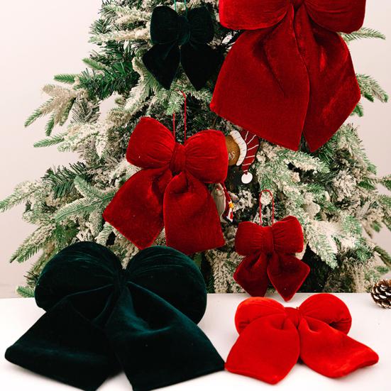 Weihnachtsornament Mehrgrößiges Design Samtstoff Schleife Handgefertigt 3D-Form Weihnachtsschleife Dekoration