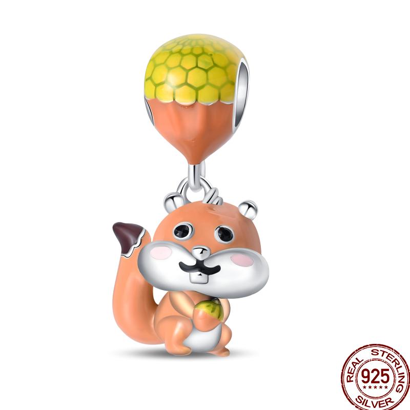 Copper Pumpkin Maple Leaf Squirrel Scarecrow Harvest Autumn Charm Beads Suitable For Pan Original Bracelet