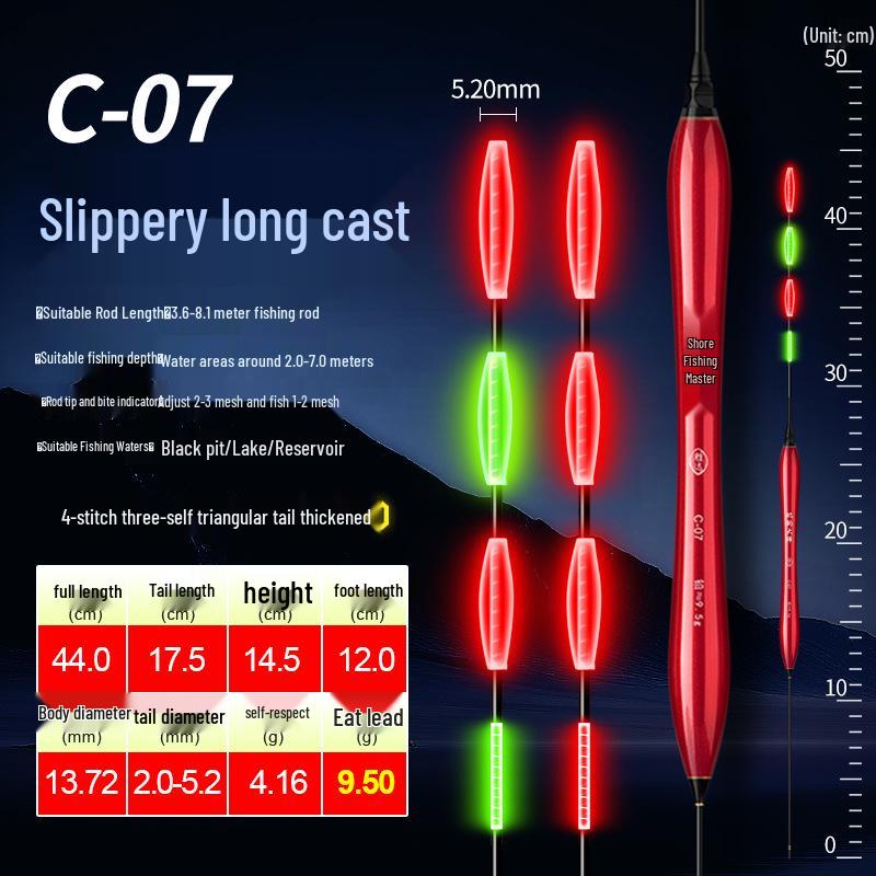 Canna da Pesca a Roccia a Lunga Distanza con Galleggiante Elettronico Luminoso a Doppio Uso per Giorno e Notte - Marcatore Scorrevole Spesso Super Accattivante