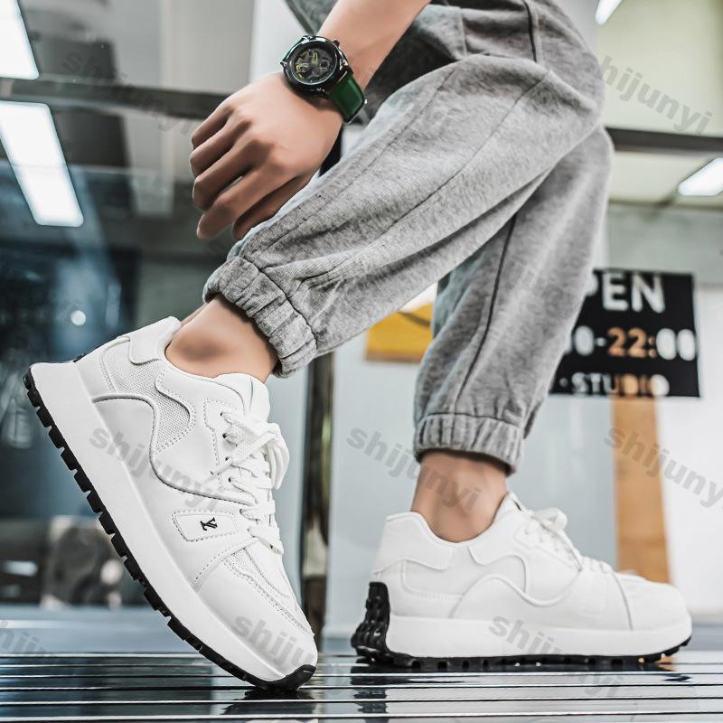 Fashion Men's White Sneakers Autumn Fashion Lace Up Outdoor Casual Shoes Lightweight Comfortable Mesh Breathable Non Slip Running Shoes