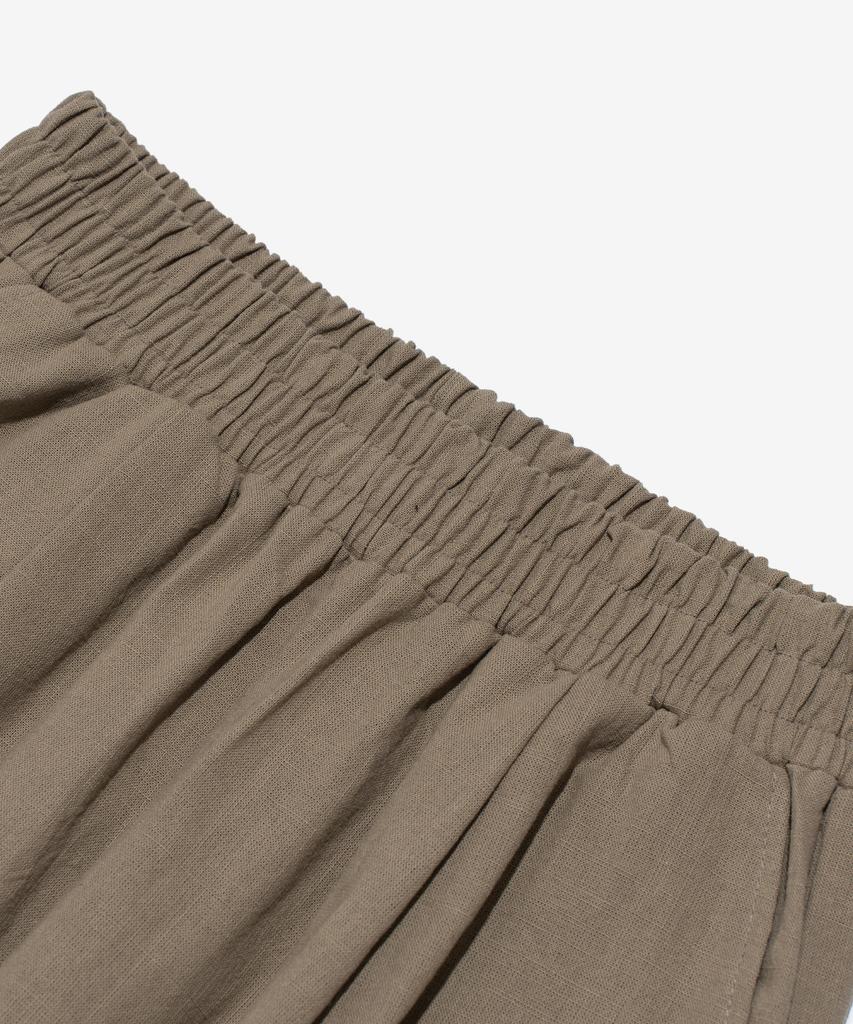 CARGOBROS Linen-Like Pintuck Wide Shorts (Khaki)