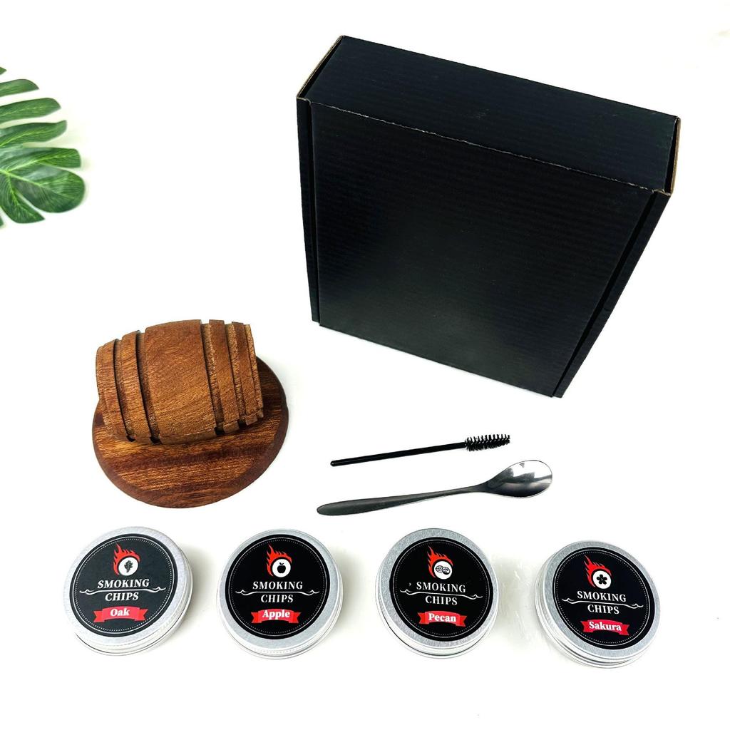 Fruit-Flavored Whiskey Smoker Barrel Set with Wood Chips - Ideal Bartending Gift