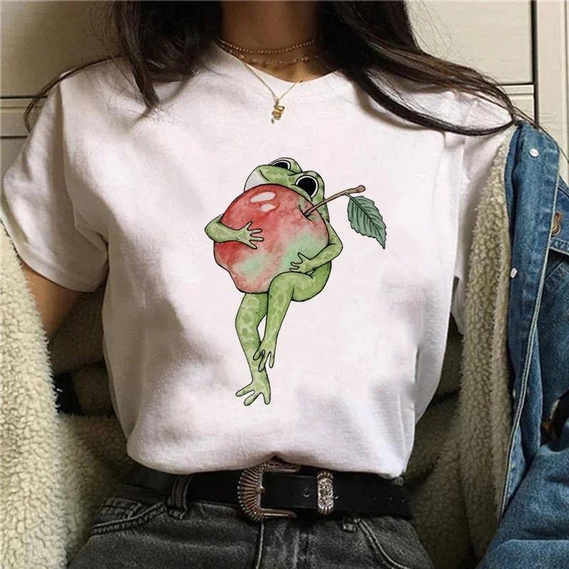 Leisure Academy Style Cartoon Frog T-shirt Spring Summer Leisure Large Women's T-shirt Ulzzang Harajuku Fashion Versatile Short