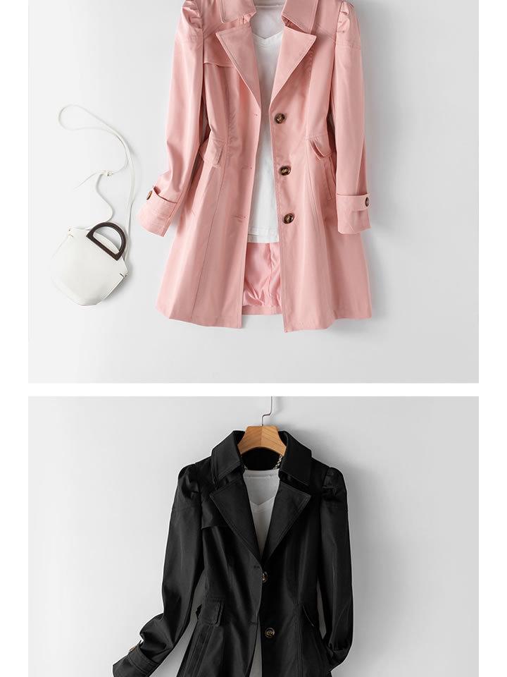 2022 Dam Mellanlång Smal Passform Koreansk Vindjacka för Vår och Höst