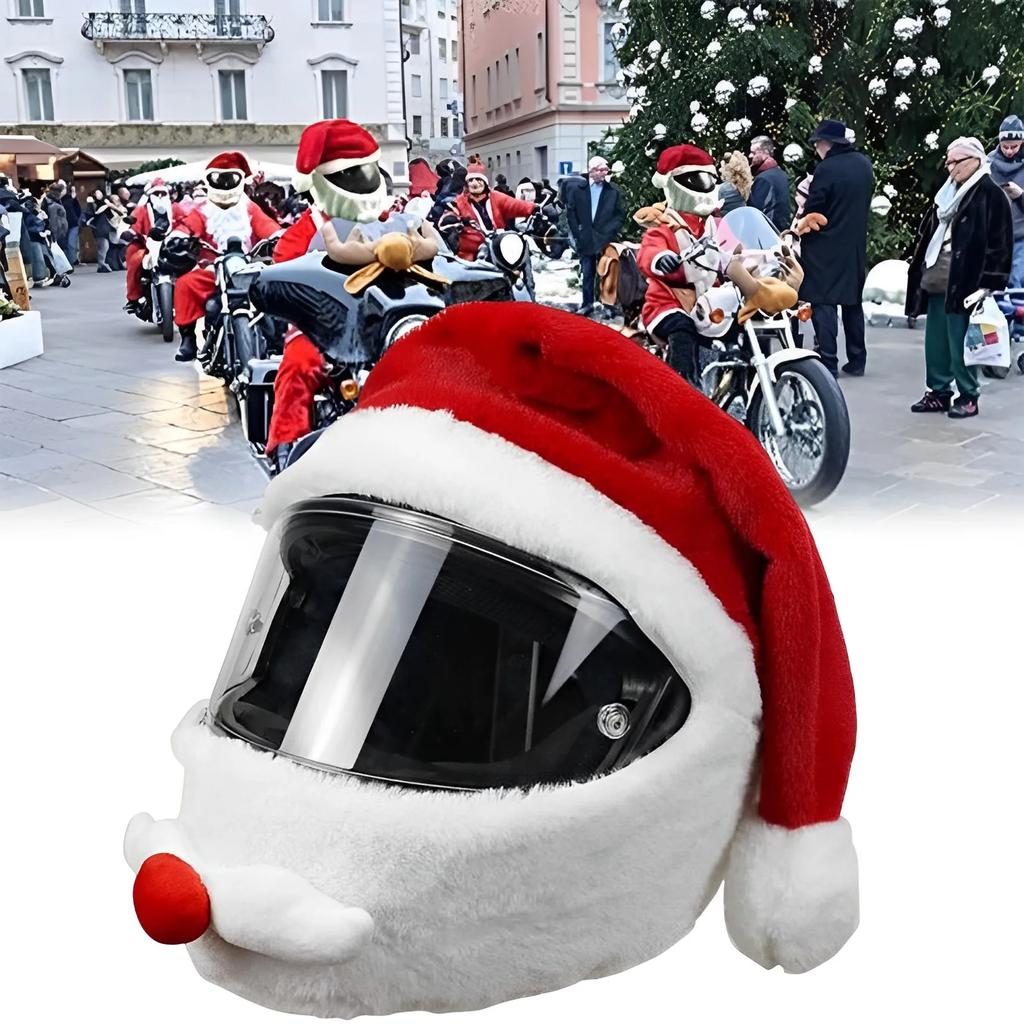 Casco de ciclismo de Papá Noel, funda para casco de motocicleta navideña, gorro de seguridad integral, gorra de carreras de Papá Noel, regalo de decoración de Feliz Navidad