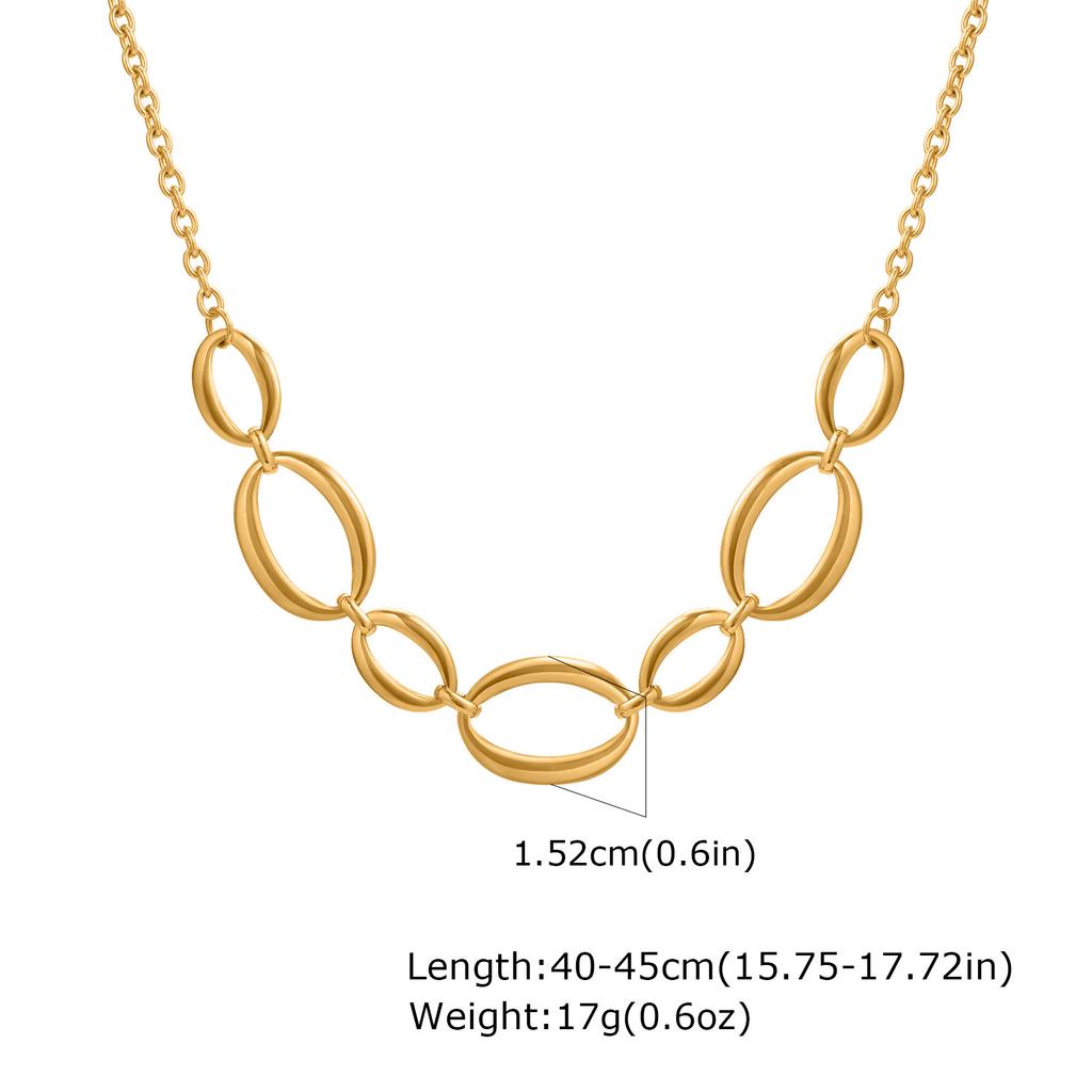 Stainless Steel Oval Handmade Chain Necklace Bracelet 18K Gold Plated Nc-2100
