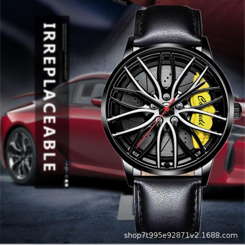 Fashion Luminous Watch Men's Hollowed Out Car Wheel Hub Business Waterproof Quartz Luxury Clock Wristwatch Sports High Quality