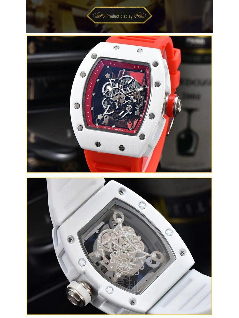 Herren Tonneau Quarz Sportuhr - Doppelseitiges Hohldesign