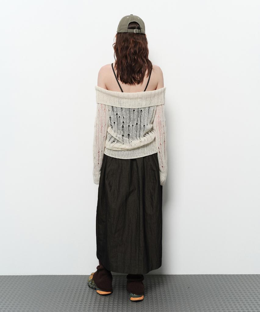 Daiaegeuneol Off Shoulder Damage Knit (Ivory)