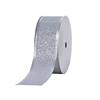 In Stock Cotton Jacquard 10 Yards 38mm Glitter Grosgrain Ribbon Eco-friendly Christmas Ribbon Wire Edge 4 Colors Custom Logo