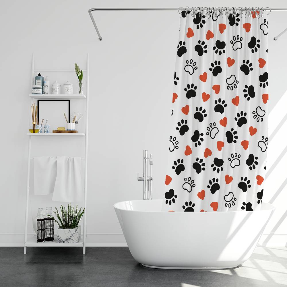 Animal Paw Print Bathroom Shower Curtain Bathroom Partition Curtain Light Opaque Waterproof Material Bathroom