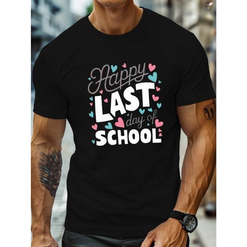 European Size Men s Happy Last Day of School T-Shirt - Plus Size Comfort Fit Sweat-Wicking Breathable Fabric Graduation Par S разноцветный 1470₽