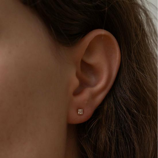 Aube de moi 14K Square Mini Cubic Earring (S/M)