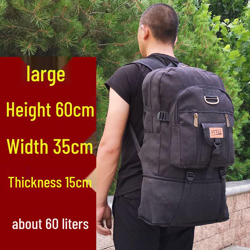 Extra Large Thickened Canvas Backpack for Hiking and Travel - Unisex