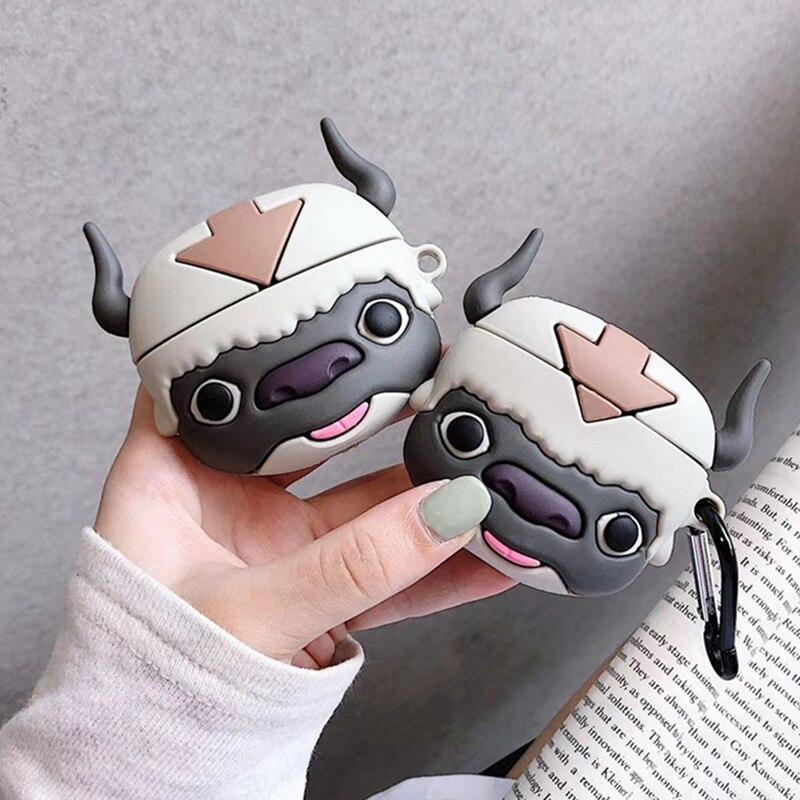

Мультфильм Caw Аниме Аватар Appa Силиконовая защита Антишоковая крышка для Airpods1 2 Pro зарядный чехол с карабином