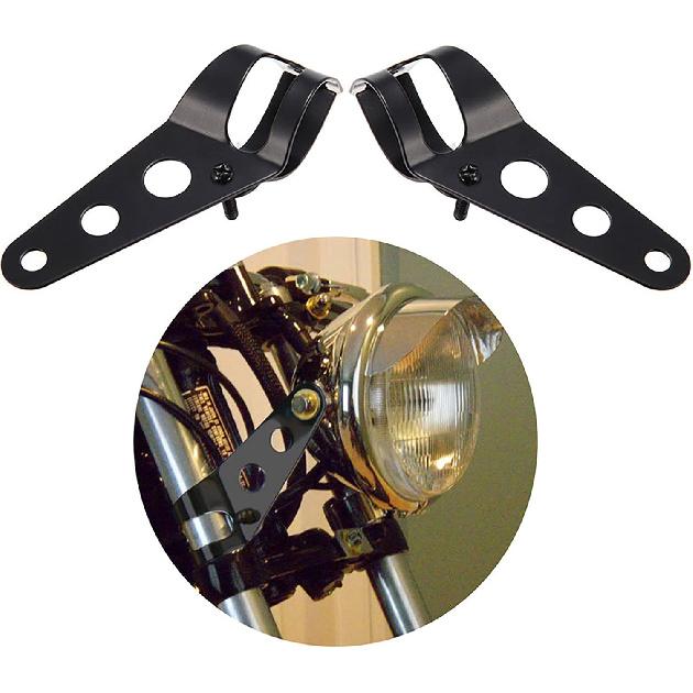 Anki HappiGo ANKIA Universal 33mm-43mm Metal Motorcycle Modified Headlight Mount Brackets Clamp Fork Ear for Motorcycle Chopper Cafe Racer (Black)
