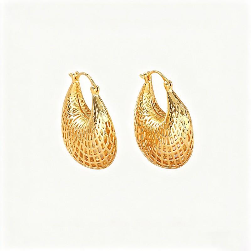 Geometric Hollow U-Shape Earrings Women Gold Plated Copper Minimalist Fashion Ear Studs