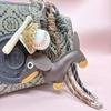 Jinshang Miu Series Dachshund Letter Baseball Keychain - Handmade Leather Schoolbag Pendant with Woven Rope Ornament