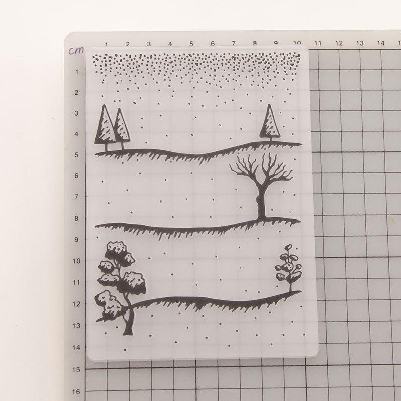 Hillside Lace Line Frame Plastic Brosing Folders for DIY Scrapbooking Album Card Decor Model Art Template Village House