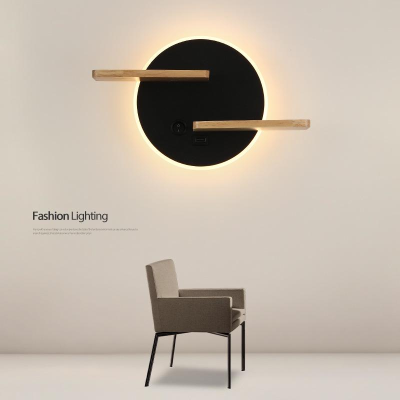 Modern LED Wall Lamp With Switch USB Charging Port Shelf Bedroom Bedside Light Indoor Moon Night Decoration Lighting Fixture