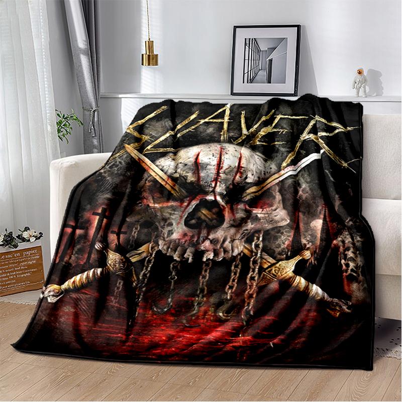 3D Retro Band Slayer Heavy Metal Rcck Sign Blanket,Soft Throw Blanket for Home Bedroom Bed Sofa Travel Cover Kid Gift