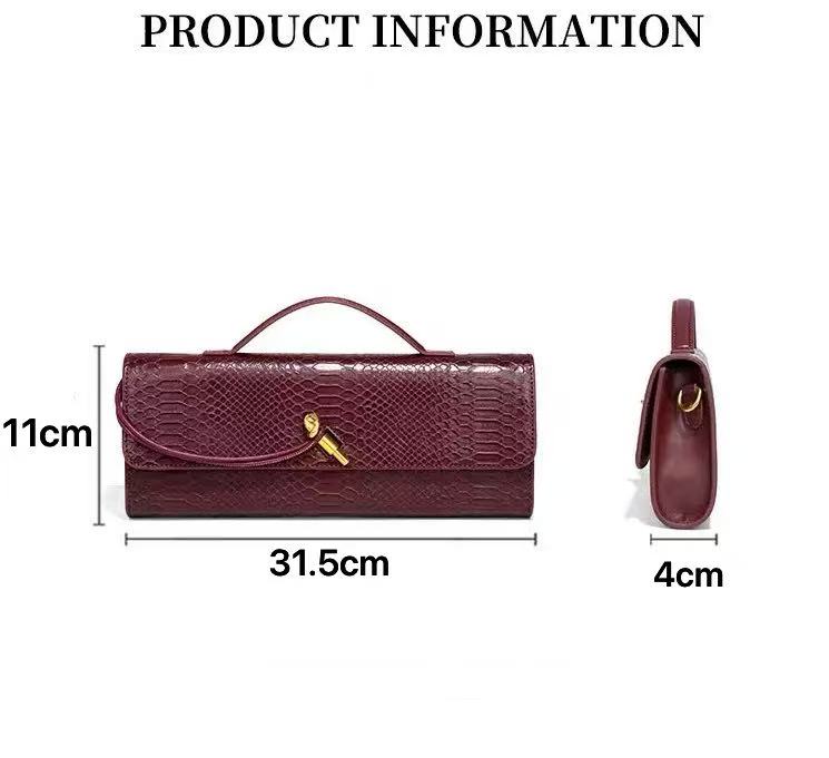 Luxury Design Top-Handle Bag For Women Evening Handbag Long Purse, Crocodile Pattern Crossbody Shoulder Bags Fashionable Outfits